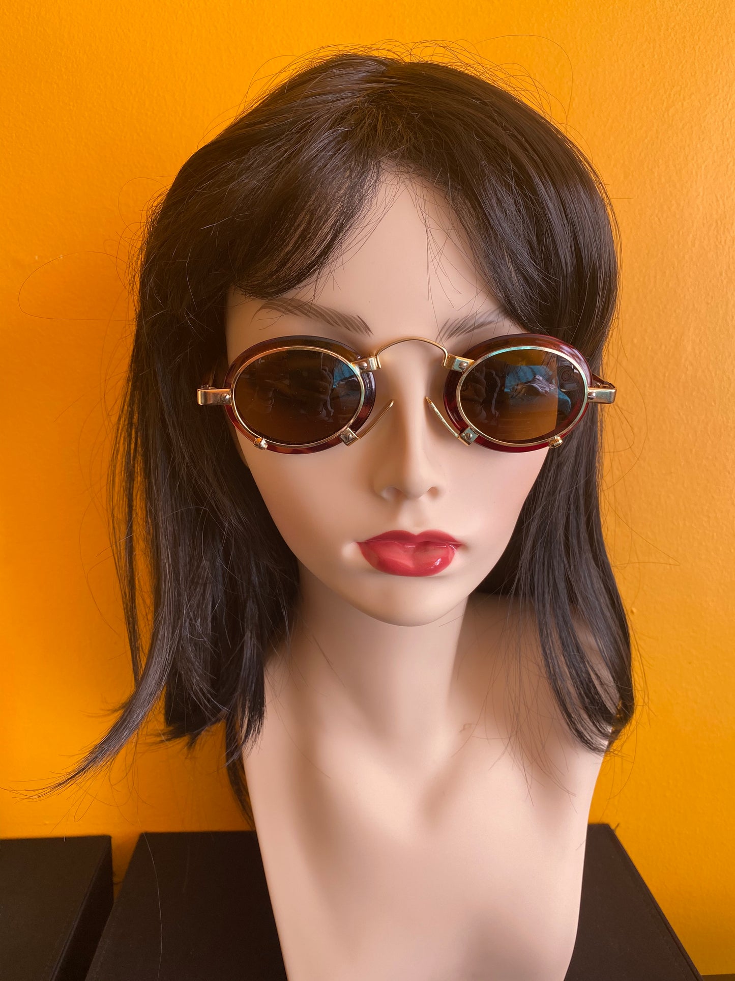 Oval Goth Steampunk Gold/green